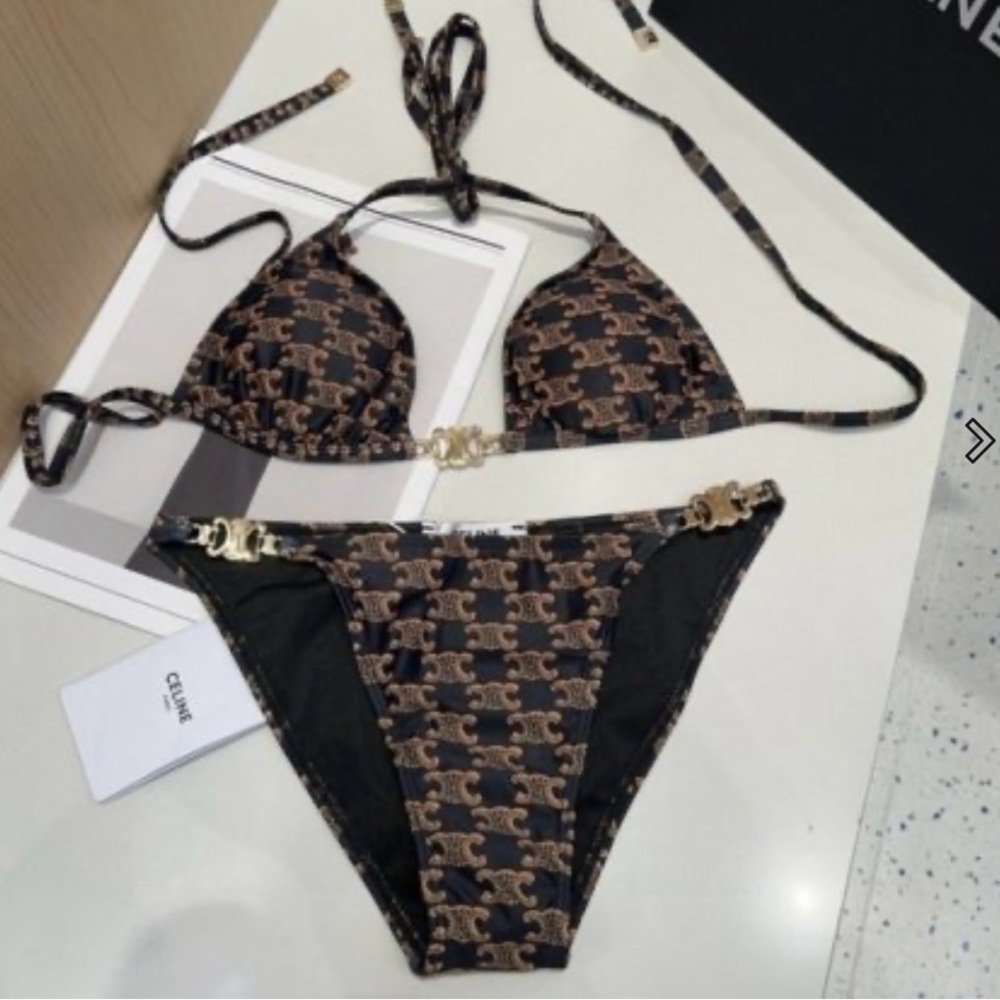 Celine Black and Gold Bikini Set with Luxurious Design